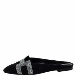 Hermes Black Suede Roxane Mule Sandals Size 38 For Women -Deals Hermes Store luxury women hermes new shoes p428668 001