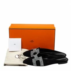 Hermes Black Suede Roxane Mule Sandals Size 38 For Women -Deals Hermes Store luxury women hermes new shoes p428668 002