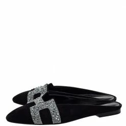 Hermes Black Suede Roxane Mule Sandals Size 38 For Women -Deals Hermes Store luxury women hermes new shoes p428668 003