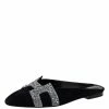 Hermes Black Suede Roxane Mule Sandals Size 38 For Women -Deals Hermes Store luxury women hermes new shoes p428668 006