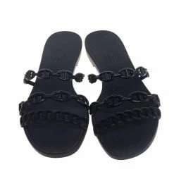 Hermes Black Rubber Chain Slide Sandals Size 39 For Women 12 Hermes Black Rubber Chain Slide Sandals Size 39 For Women -Deals Hermes Store luxury women hermes new shoes p434872 003