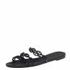 Hermes Black Rubber Chain Slide Sandals Size 39 For Women