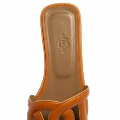 Hermes Tan Leather Omaha Flat Slides Size 38 For Women -Deals Hermes Store luxury women hermes new shoes p437886 003