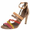 Hermes Multicolor Suede Chaîne D'Ancre Sandals Size 38.5 For Women