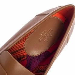 Hermes Brown Leather Kennedy Loafers Size 38 For Women -Deals Hermes Store luxury women hermes new shoes p444649 003