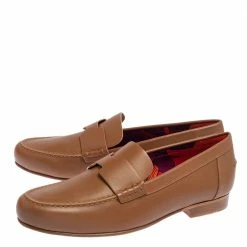 Hermes Brown Leather Kennedy Loafers Size 38 For Women -Deals Hermes Store luxury women hermes new shoes p444649 005
