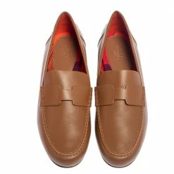 Hermes Brown Leather Kennedy Loafers Size 38 For Women -Deals Hermes Store luxury women hermes new shoes p444649 008