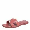 Hermes Pink Leather Oran Flat Slides Size 36.5 For Women -Deals Hermes Store luxury women hermes new shoes p451892 003
