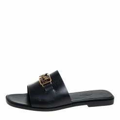 Hermes Hermès Black Leather Villa Sandals Size 38 For Women -Deals Hermes Store luxury women hermes new shoes p453884 004