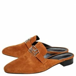 Hermes Brown Suede Slip On Mule Sandals Size 39.5 For Women -Deals Hermes Store luxury women hermes new shoes p459457 002