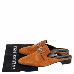 Hermes Brown Suede Slip On Mule Sandals Size 39.5 For Women -Deals Hermes Store luxury women hermes new shoes p459457 004