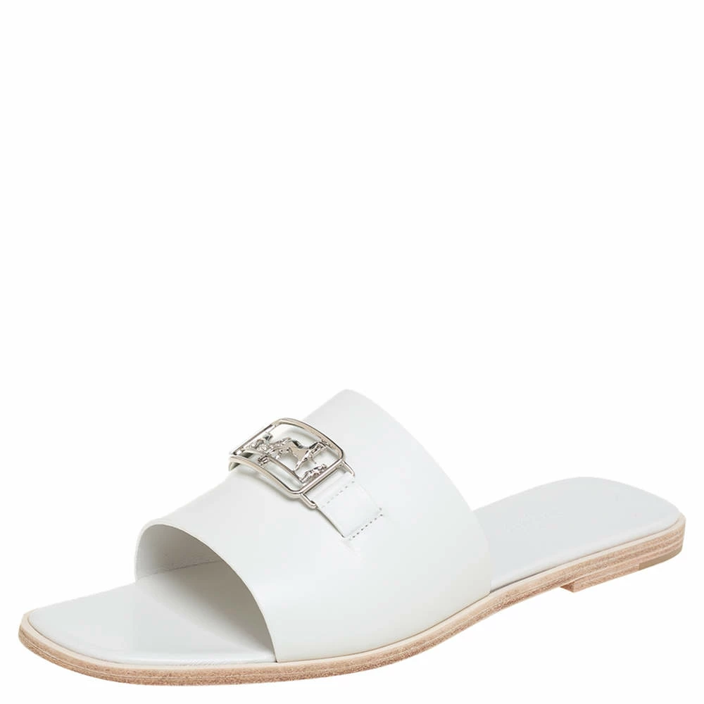 Hermes Hermès White Leather Villa Sandals Size 40.5 For Women 3 Hermes Hermès White Leather Villa Sandals Size 40.5 For Women