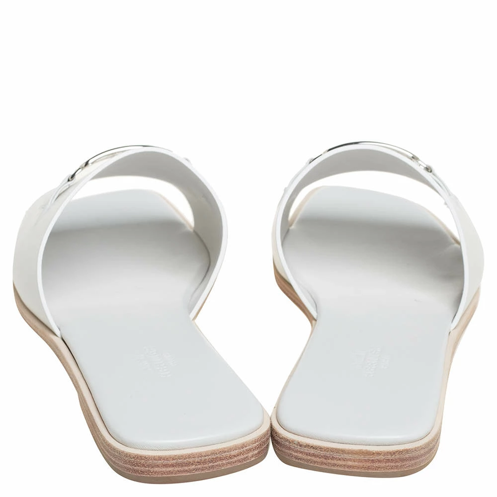 Hermes Hermès White Leather Villa Sandals Size 40.5 For Women 7 Hermes Hermès White Leather Villa Sandals Size 40.5 For Women - Image 5