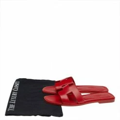 Hermes Red Leather Oran Flat Sandals Size 38 For Women -Deals Hermes Store luxury women hermes new shoes p496724 001