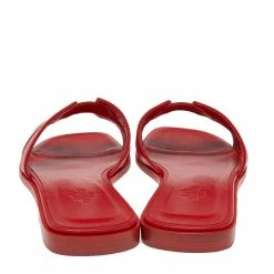 Hermes Red Leather Oran Flat Sandals Size 38 For Women -Deals Hermes Store luxury women hermes new shoes p496724 005