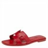 Hermes Red Leather Oran Flat Sandals Size 38 For Women -Deals Hermes Store luxury women hermes new shoes p496724 006