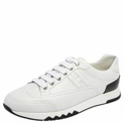 Hermes White Leather Low Top Trail Sneakers Size 39 For Women
