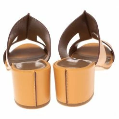 Hermes Tan Leather Ostia Slide Sandals Size 37.5 For Women -Deals Hermes Store luxury women hermes new shoes p499983 003