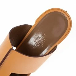 Hermes Tan Leather Ostia Slide Sandals Size 37.5 For Women -Deals Hermes Store luxury women hermes new shoes p499983 009