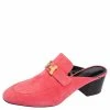 Hermes Pink Suede Paradis Block Heel Mule Sandals Size 40.5 For Women -Deals Hermes Store luxury women hermes new shoes p503253 007