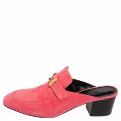 Hermes Pink Suede Paradis Block Heel Mule Sandals Size 40.5 For Women -Deals Hermes Store luxury women hermes new shoes p503253 008