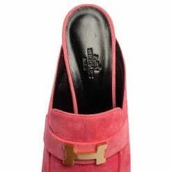 Hermes Pink Suede Paradis Block Heel Mule Sandals Size 40.5 For Women -Deals Hermes Store luxury women hermes new shoes p503253 009