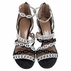 Hermes Silver/Black Suede And Leather Chaine D'Ancre Sandals Size 37.5 For Women 12 Hermes Silver/Black Suede And Leather Chaine D'Ancre Sandals Size 37.5 For Women -Deals Hermes Store luxury women hermes new shoes p508157 003