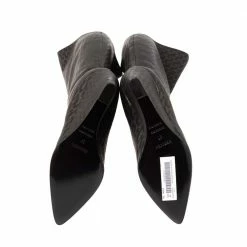 Hermes Grey/Black Monogram Leather Wedge Over The Knee Boots Size 37 For Women 15 Hermes Grey/Black Monogram Leather Wedge Over The Knee Boots Size 37 For Women -Deals Hermes Store luxury women hermes new shoes p511162 002