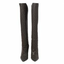 Hermes Grey/Black Monogram Leather Wedge Over The Knee Boots Size 37 For Women 12 Hermes Grey/Black Monogram Leather Wedge Over The Knee Boots Size 37 For Women -Deals Hermes Store luxury women hermes new shoes p511162 007