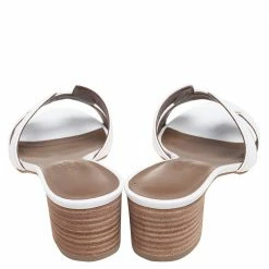 Hermes White Leather Oasis Slide Sandals Size 37.5 For Women -Deals Hermes Store luxury women hermes new shoes p518911 002