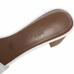 Hermes White Leather Oasis Slide Sandals Size 37.5 For Women -Deals Hermes Store luxury women hermes new shoes p518911 006