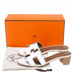 Hermes White Leather Oasis Slide Sandals Size 37.5 For Women -Deals Hermes Store luxury women hermes new shoes p518911 009