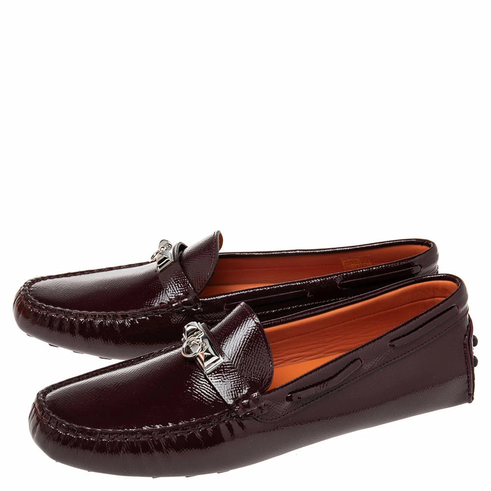 Hermes Burgundy Patent Leather Irving Slip On Loafers Size 40 For Women 6 Hermes Burgundy Patent Leather Irving Slip On Loafers Size 40 For Women - Image 4