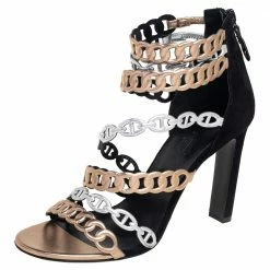 Hermes Multicolor Suede And Leather Romy Sandals Size 37 For Women