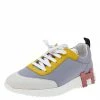 Hermes Multicolor Suede And Neoprene Lace Up Sneakers Size 39.5 For Women