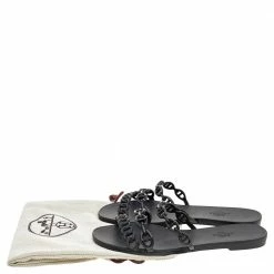 Hermes Black Rubber D'ancre Chaine Rivage Flat Sandals Size 36 For Women -Deals Hermes Store luxury women hermes new shoes p571654 003