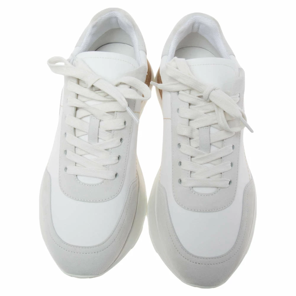 Hermes White/Grey Fabric And Suede Miles Lace Up Sneakers Size 39 For Women 5 Hermes White/Grey Fabric And Suede Miles Lace Up Sneakers Size 39 For Women - Image 3
