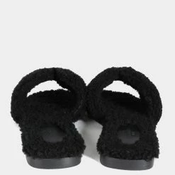 Hermes Black Shearling Oran Slide Sandals EU 37 For Women -Deals Hermes Store luxury women hermes new shoes p624450 004