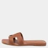 Hermes Brown Leather Oran Flat Slides Size 41 For Women -Deals Hermes Store luxury women hermes new shoes p630579 001