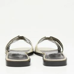 Hermes Beige Fabric Oran Dabka Embroidery Flat Slides Size 37 For Women -Deals Hermes Store luxury women hermes new shoes p635193 008