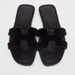 Hermes Black Fur Oran Sandals Size 36 For Women -Deals Hermes Store luxury women hermes new shoes p639719 005