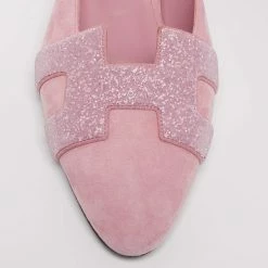 Hermes Pink Glitter And Suede Roxane Mule Flats Size 36 For Women 16 Hermes Pink Glitter And Suede Roxane Mule Flats Size 36 For Women -Deals Hermes Store luxury women hermes new shoes p639869 005