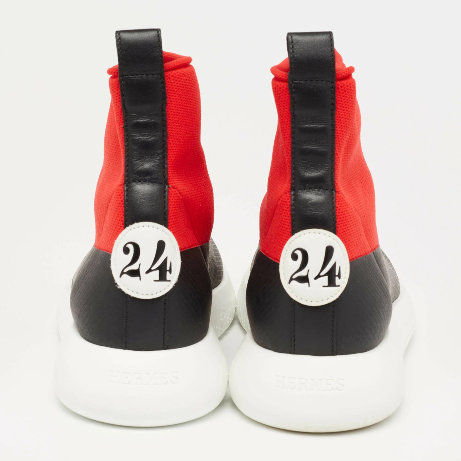 Hermes Red/Black Fabric And Leather High Top Sneakers Size 37 For Women 7 Hermes Red/Black Fabric And Leather High Top Sneakers Size 37 For Women - Image 5