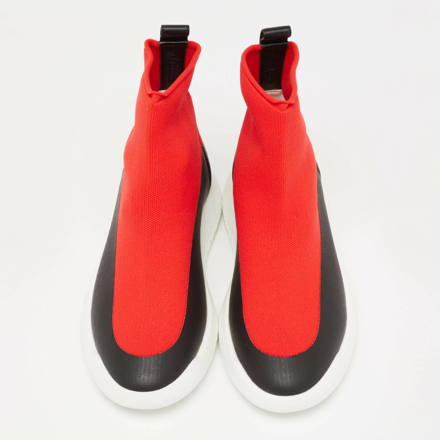 Hermes Red/Black Fabric And Leather High Top Sneakers Size 37 For Women 5 Hermes Red/Black Fabric And Leather High Top Sneakers Size 37 For Women - Image 3