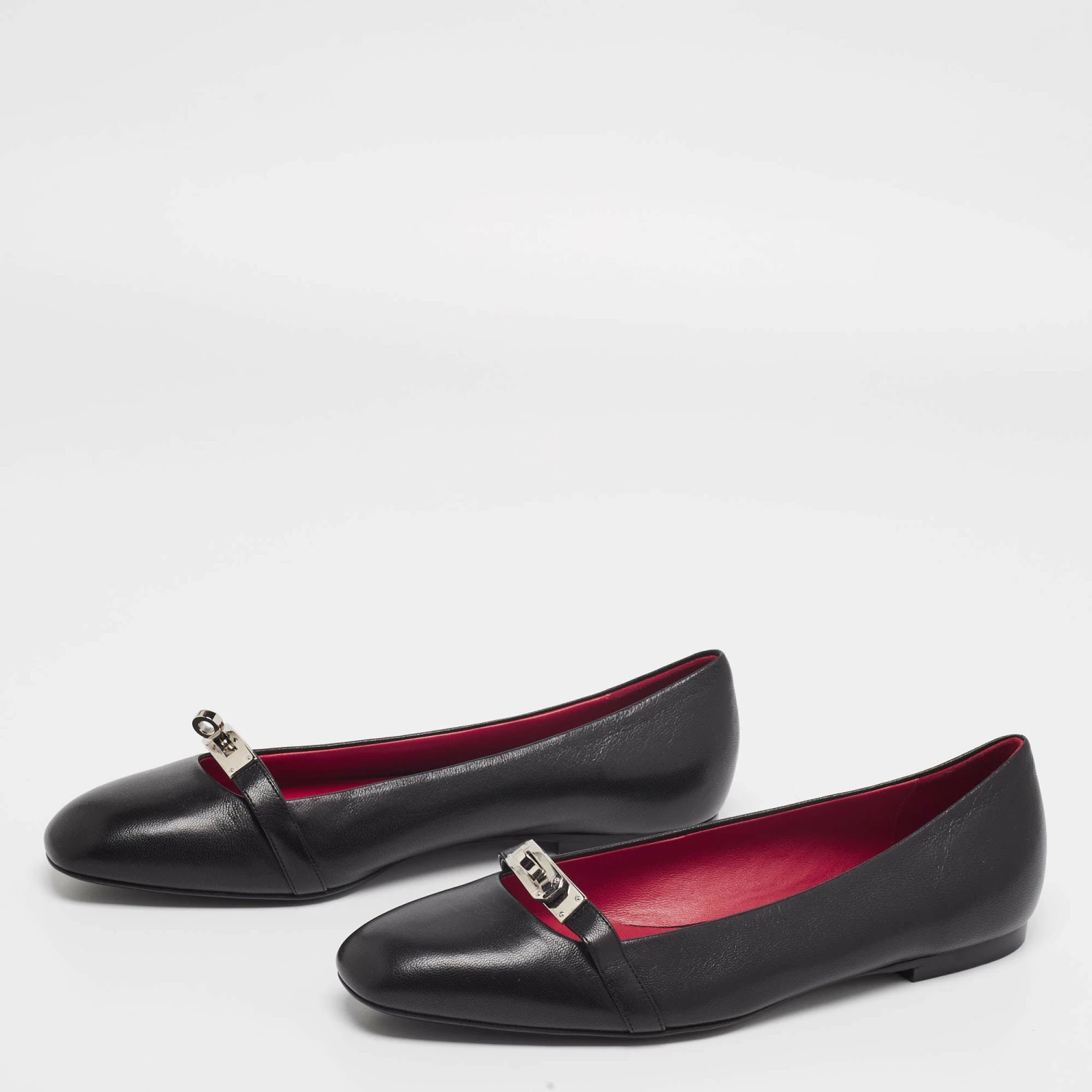 Hermes Black Leather Bilbao Ballet Flats Size 40 For Women 4 Hermes Black Leather Bilbao Ballet Flats Size 40 For Women - Image 2