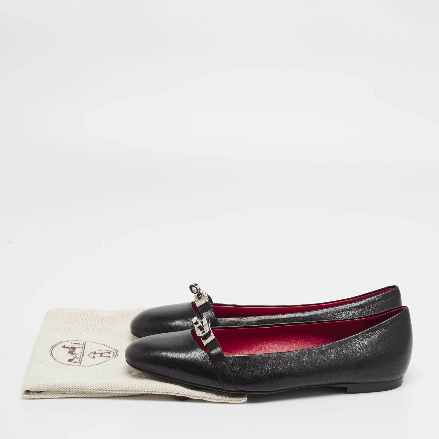 Hermes Black Leather Bilbao Ballet Flats Size 40 For Women 11 Hermes Black Leather Bilbao Ballet Flats Size 40 For Women - Image 9