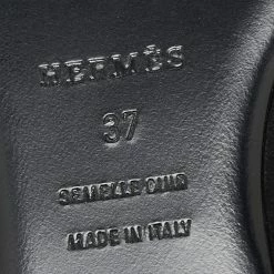 Hermes Black/Metallic Grey Suede And Leather Roxane Flat Mules Size 37 For Women -Deals Hermes Store luxury women hermes new shoes p640539 002