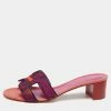 Hermes Multicolor Printed Canvas And Leather Oasis Block Heel Slide Sandals Size 41 For Women