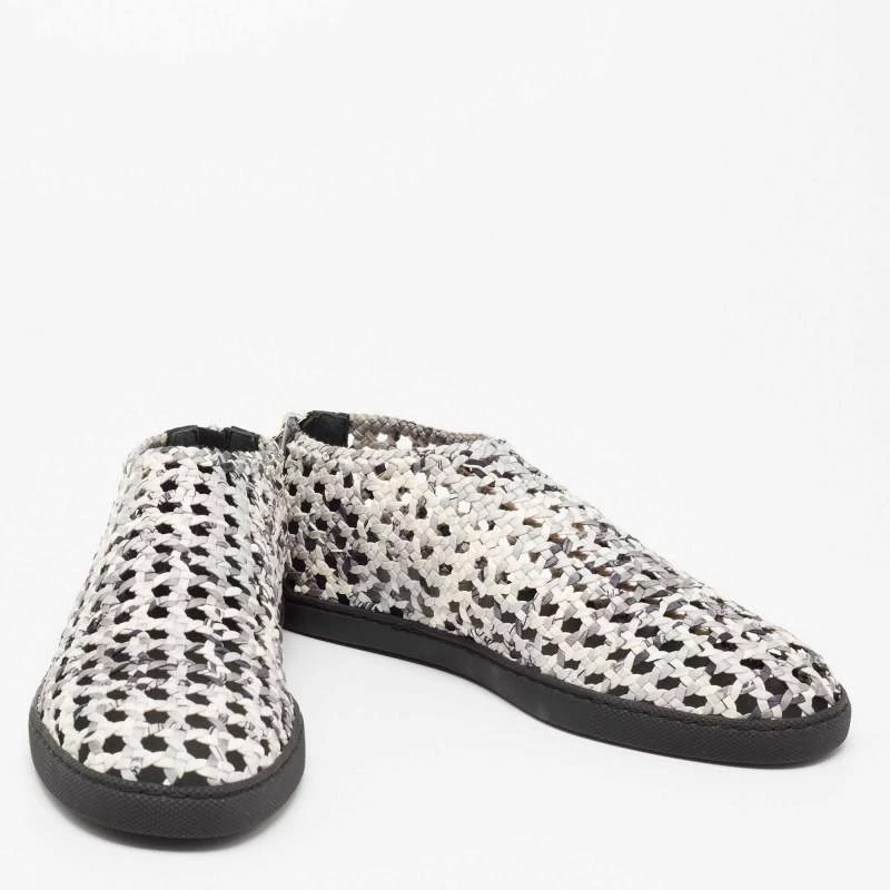 Hermes Grey/Black Leather Cavalcadour Print Braided Silk Oxygene Sneakers Size 39 For Women 6 Hermes Grey/Black Leather Cavalcadour Print Braided Silk Oxygene Sneakers Size 39 For Women - Image 4