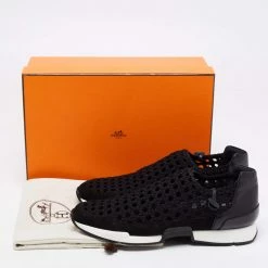 Hermes Black Leather And Braided Fabric Oxygene Slip On Sneakers Size 39 For Women -Deals Hermes Store luxury women hermes new shoes p653747 009